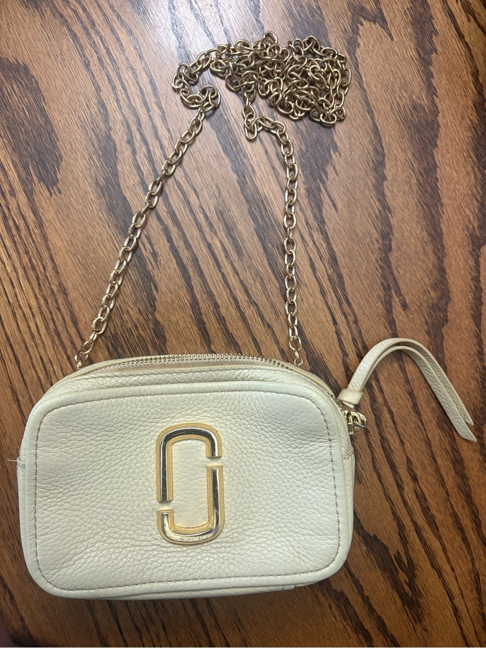 Marc Jacobs Glam Shot 17 Leather Crossbody Bag with Gold Chain